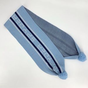 Spyder NWT Frost Blue Jacquard Logo Scarf with PomPoms, One Size